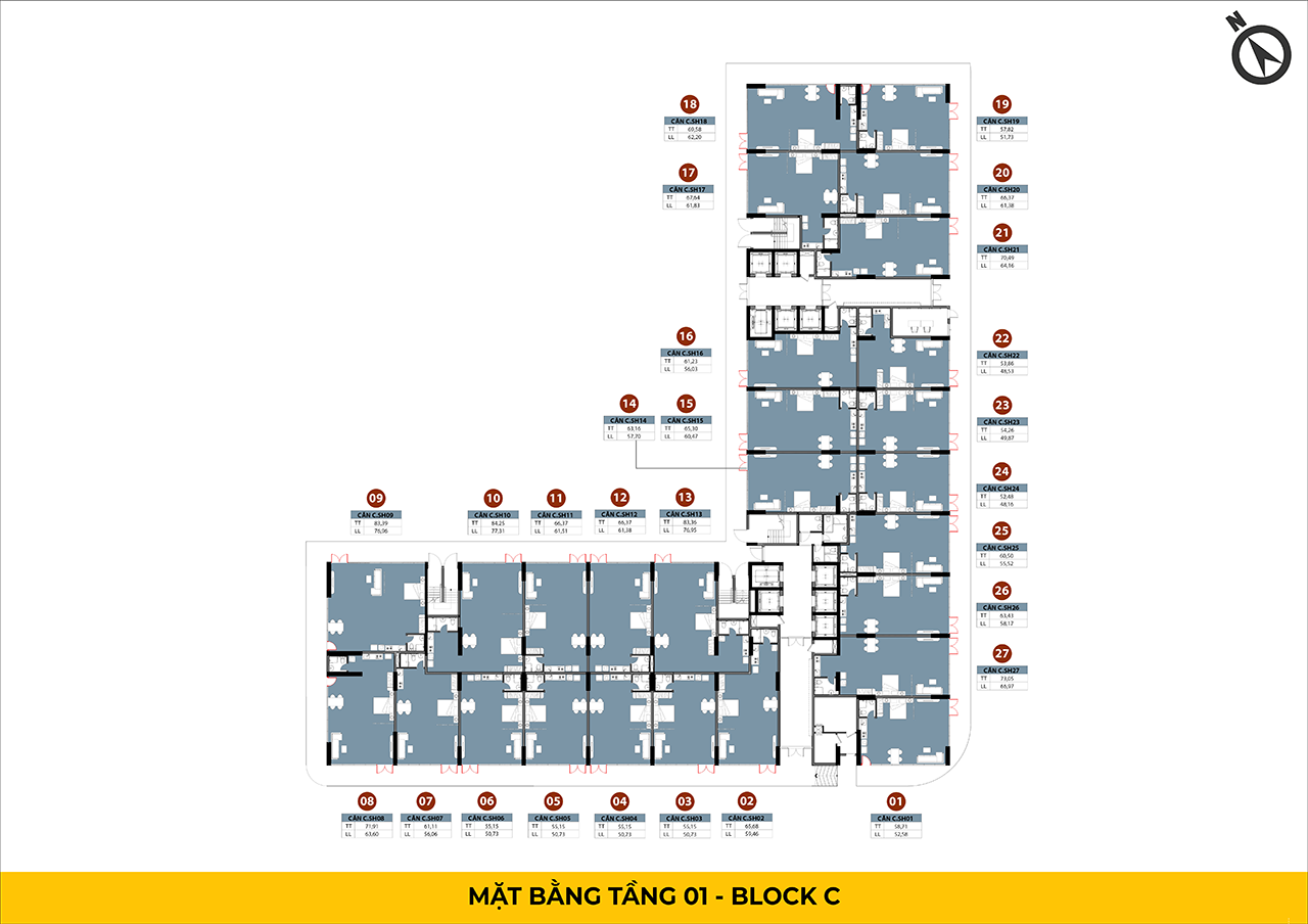Mặt bằng Tháp The Gateway Bcons Center City - Tầng 1
