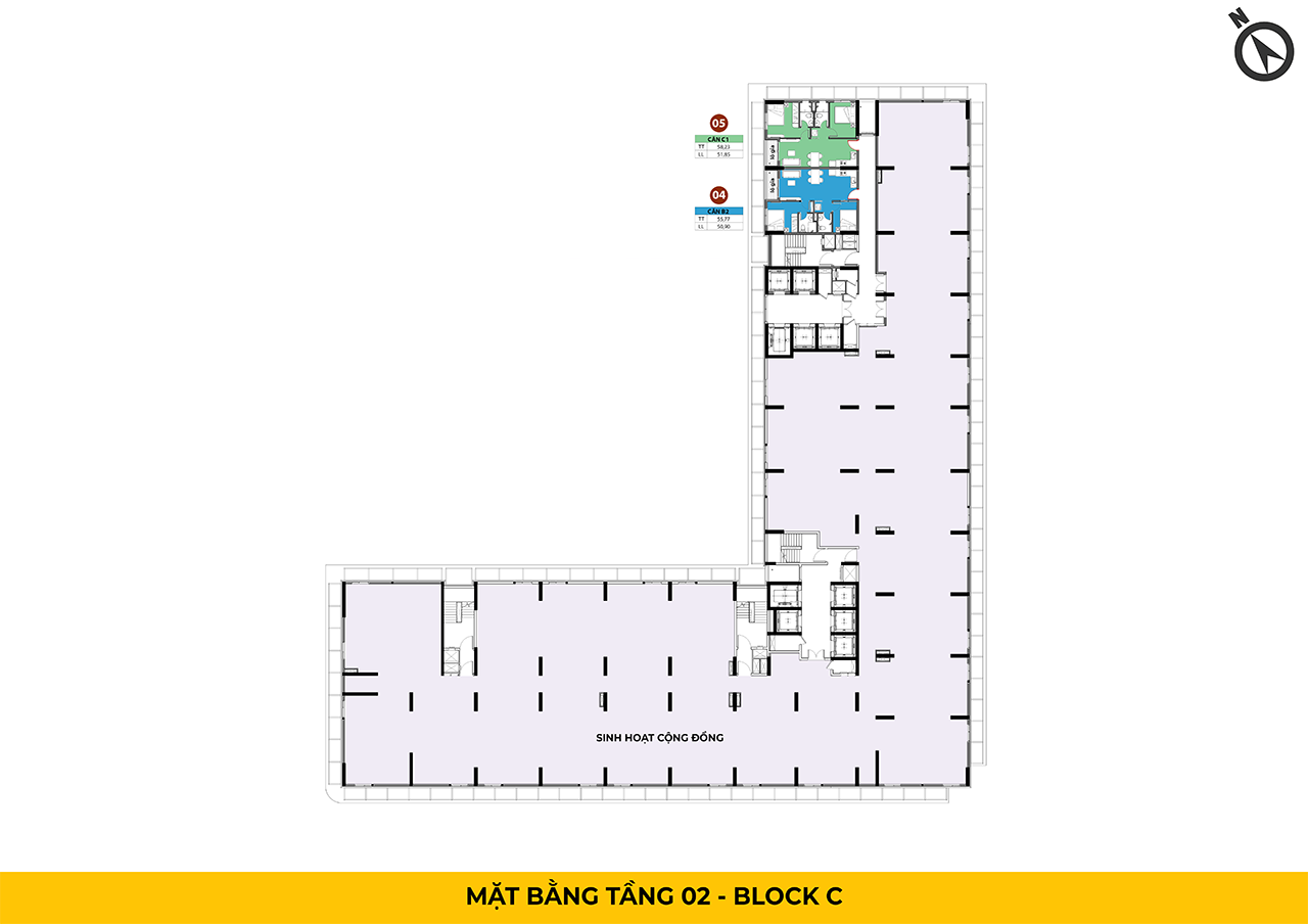 Mặt bằng Tầng Bcons Center City - Tầng 2 (Tháp C- The Gateway)