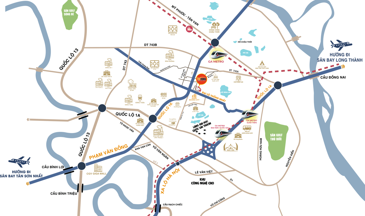 Vị trí dự án Bcons Center City