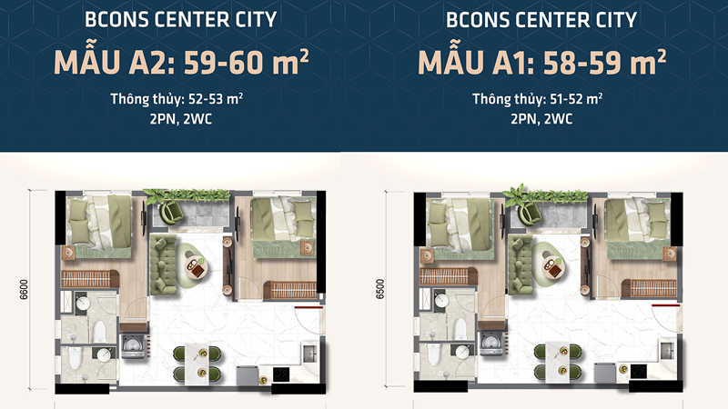 Thiết kế căn hộ tháp The Gateway Bcons Center City
